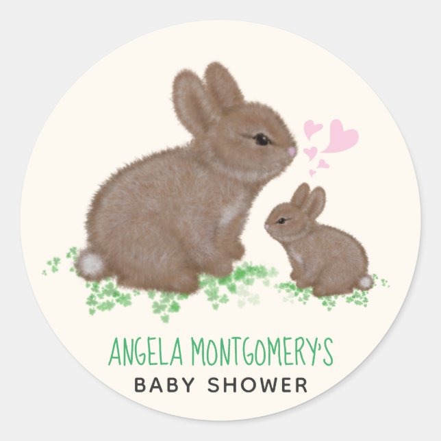 Niedlich Bunnies Herd Custom Baby Dusche Runder Aufkleber (Vorderseite)