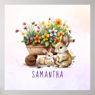 Niedlich Bunnies Individuelle Name Girl Osterl Poster