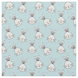 Niedlich Bunnies Muster auf Baby Blue Stoff