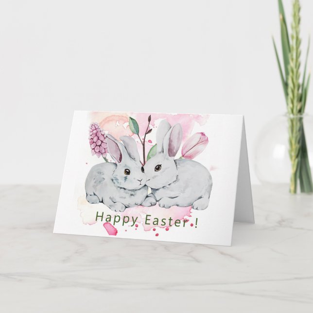 Niedlich Bunnies Ostergrüßkarte Karte (Vorderseite)