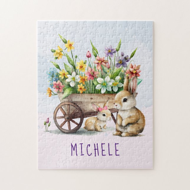 Niedlich Bunnies Personalisiertes Girl Osterfest (Vertikal)