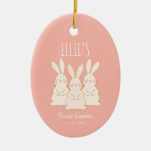 Niedlich Bunnies Personalisiertes Ostern Keramik Ornament