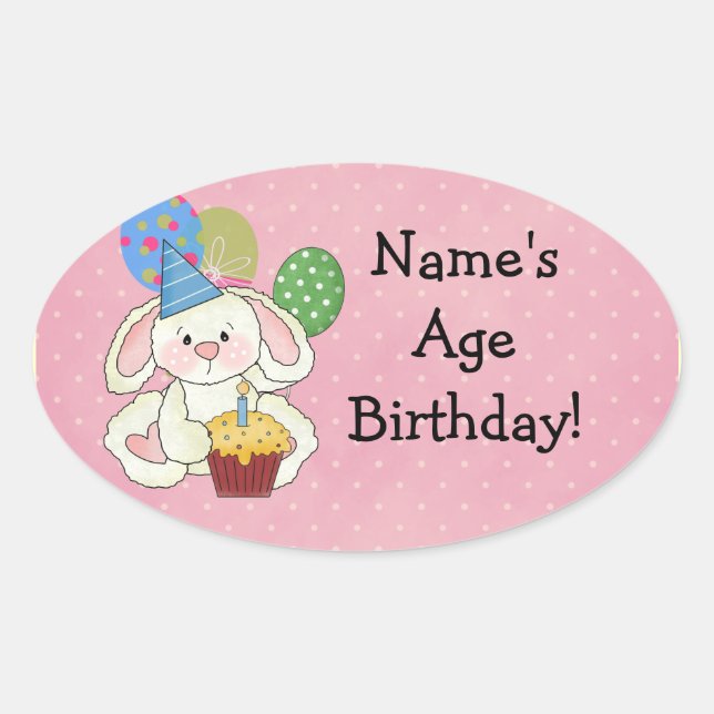 Niedlich Bunny Birthday Stickers (Vorderseite)