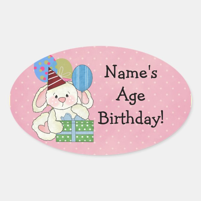 Niedlich Bunny Birthday Stickers (Vorderseite)