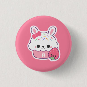 Niedlich Bunny Cupcake Monogramm Button
