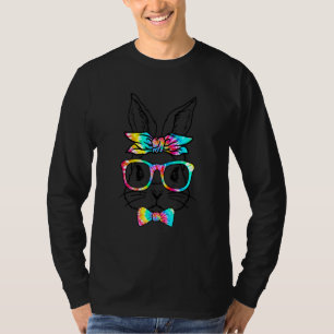 Niedlich Bunny Face Gefärbte Krawatte Brillen Head T-Shirt
