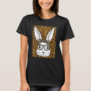 Niedlich Bunny Face Glasses Leopard Bleach Girl Ha T-Shirt