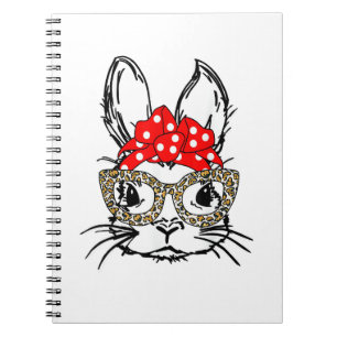 Niedlich Bunny Face Leopard Print Red Bandana Rabb Notizblock