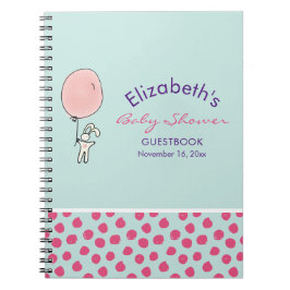 Niedlich Bunny Holding a Balloon Baby Shower Gäste Notizblock