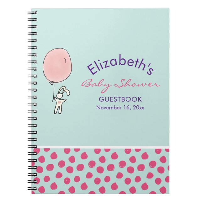 Niedlich Bunny Holding a Balloon Baby Shower Gäste Notizblock (Vorderseite)