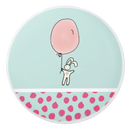 Niedlich Bunny Holding a Balloon Keramikknauf