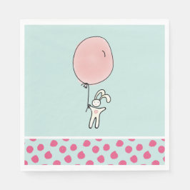 Niedlich Bunny Holding a Balloon Serviette