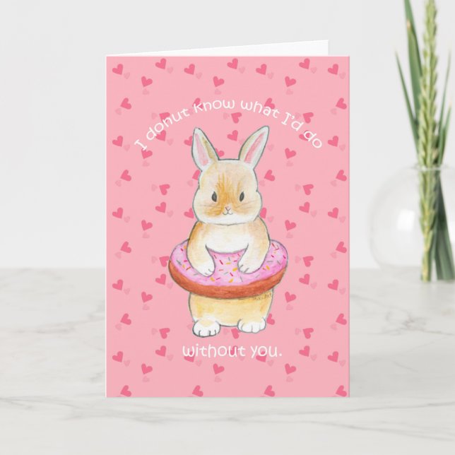 Niedlich Bunny Liebe Karte weiß ich, was ich tun w (Vorderseite)