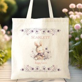 Niedlich Bunny Lila Floral Girl Name Ostereier Jag Tragetasche