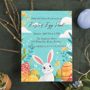 Niedlich Bunny mit Eiern Blume Ostereier Jagd Einladung