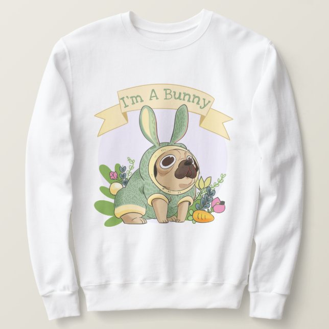Niedlich Bunny Mops Sweatshirt (Design vorne)
