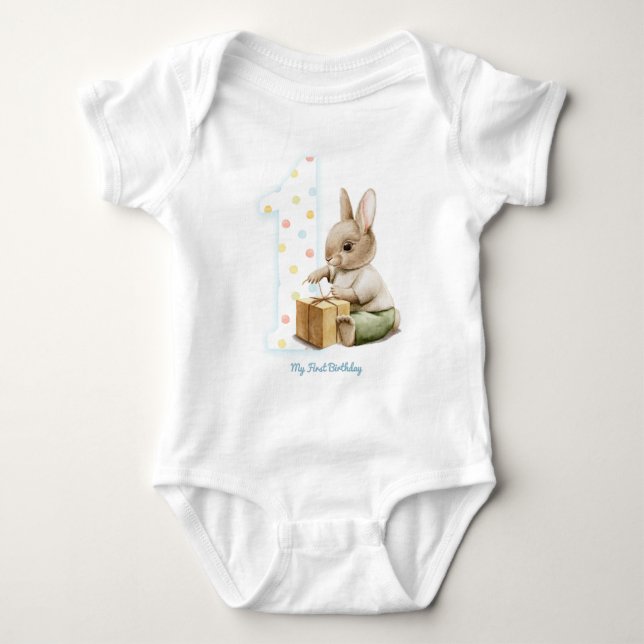 Niedlich Bunny My First Birthday T - Shirt (Vorderseite)