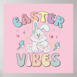 Niedlich Bunny Oaster Vibes Pastel Spring Party Poster