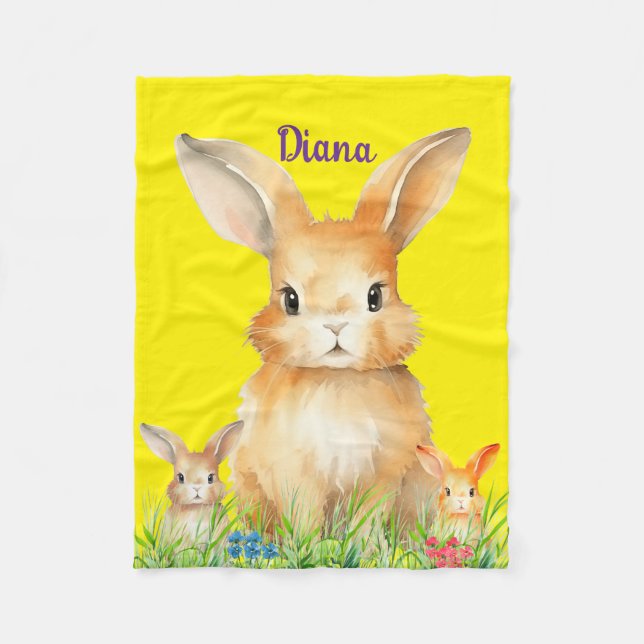 Niedlich Bunny Personalisiert Fleecedecke (Vorderseite)