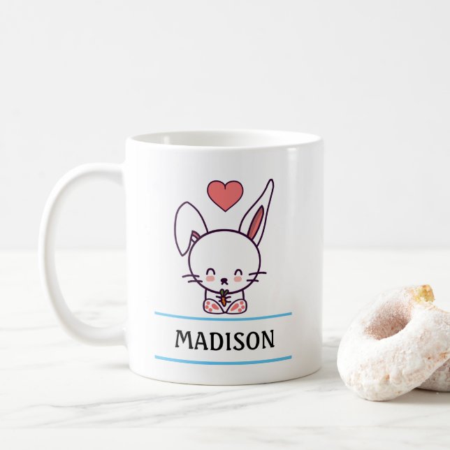 Niedlich Bunny Personalisiert Kaffeetasse (Mit Donut)