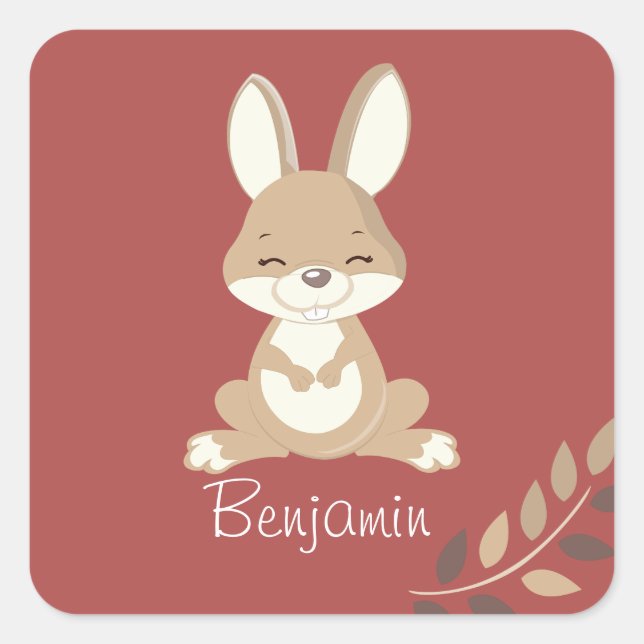 Niedlich Bunny Quadratischer Aufkleber (Vorderseite)