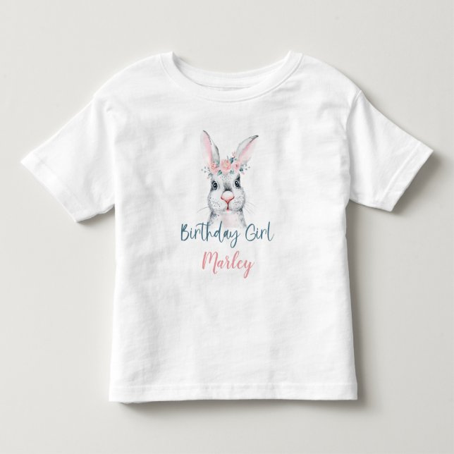 Niedlich Bunny Rabbit Birthday Girl Kleinkind T-shirt (Vorderseite)