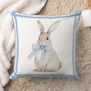 Niedlich Bunny Rabbit Blue Vintag Kissen