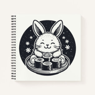 Niedlich Bunny Rabbit Eating Sushi Japanisch Kawai Notizbuch