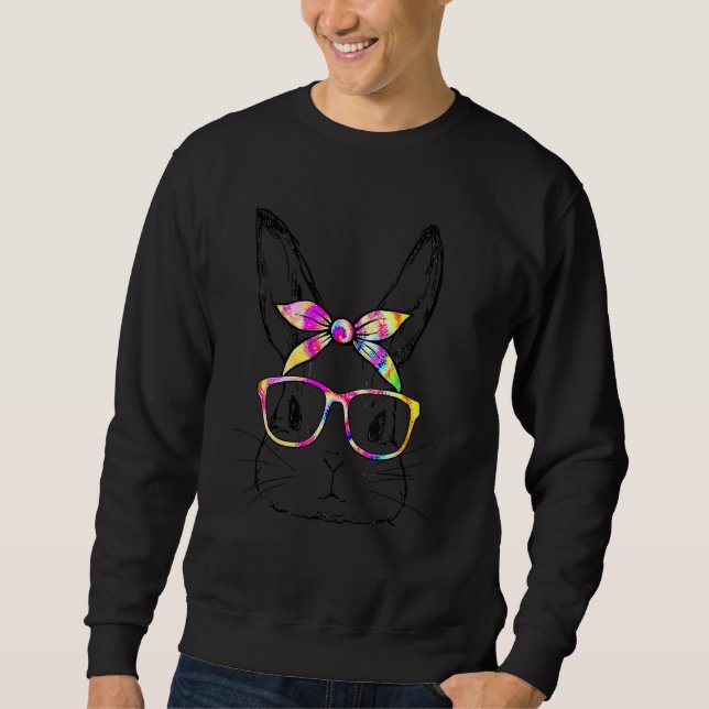 Niedlich Bunny Rabbit Face Gefärbte Krawatte Glass Sweatshirt (Vorderseite)