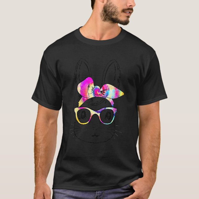 Niedlich Bunny Rabbit Face Gefärbte Krawatte Glass T-Shirt (Vorderseite)