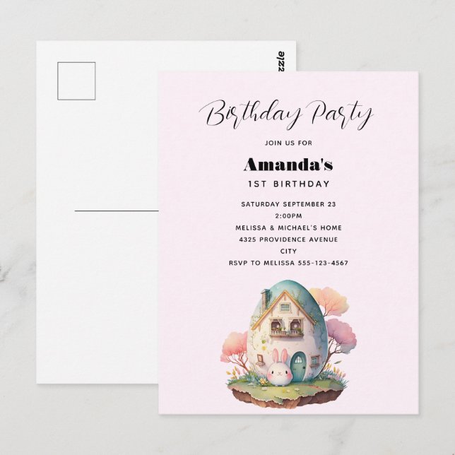 Niedlich Bunny Rabbit Japanischer Kawaii Stil Postkarte (Vorne/Hinten)