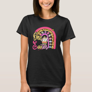 Niedlich Bunny Rabbit Leopard Rainbow Girl Happy E T-Shirt
