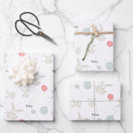 Niedlich Bunny und Balloons Baby Geschenkpapier Set