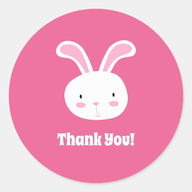 Niedlich Bunny Vielen Dank Runder Aufkleber (Vorderseite)