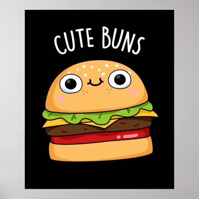 Niedlich Buns Funny Burger Puck Dark BG Poster (Vorne)