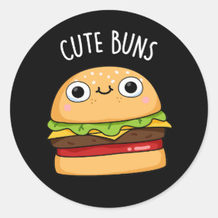 Niedlich Buns Funny Burger Puck Dark BG Runder Aufkleber