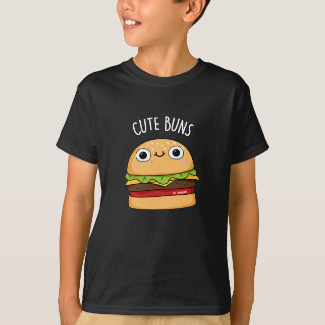 Niedlich Buns Funny Burger Puck Dark BG T-Shirt (Vorderseite)