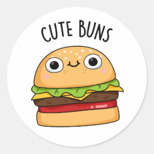 Niedlich Buns Funny Burger Puff Runder Aufkleber
