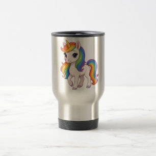 Niedlich, Bunter Regenbogen-Einhorn Reisebecher