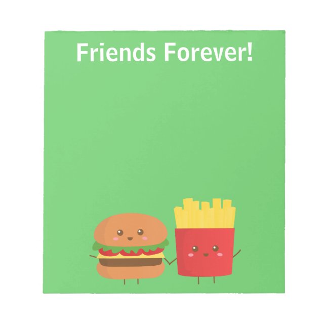 Niedlich Burger und Fries Friends Forever Notizblock (Vorderseite)