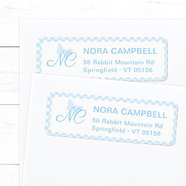 Niedlich Butterfly Initials Baby Blue Rücksendeadr