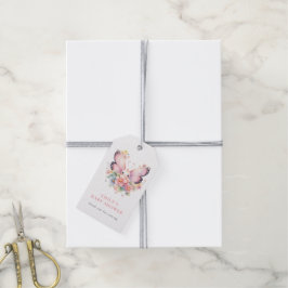 Niedlich Butterfly Pink Florals Baby Dusche Danke Geschenkanhänger