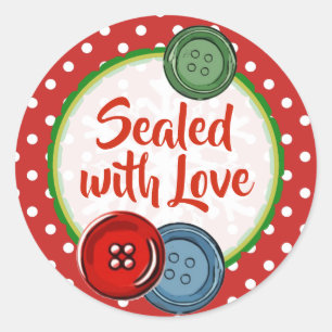 Niedlich Button Polka Dotsealed mit Liebe Weihnach Runder Aufkleber