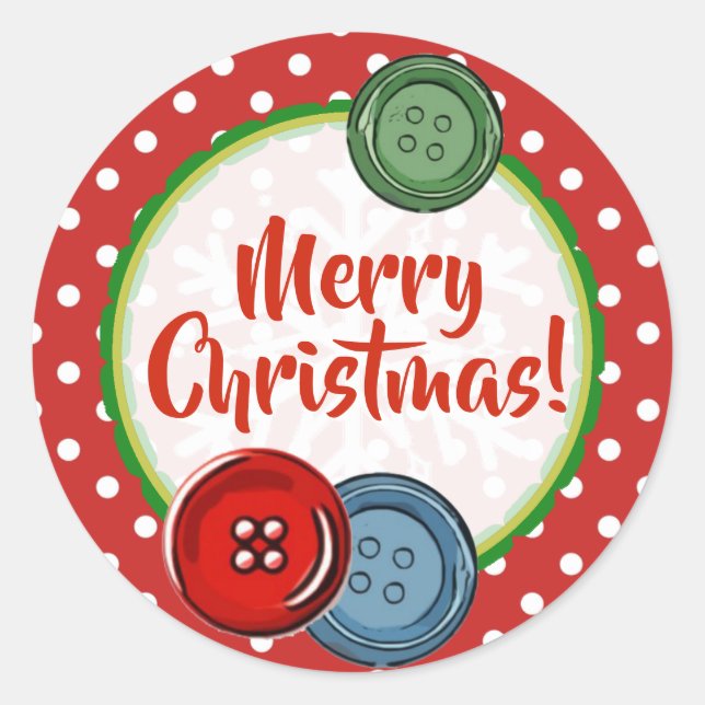 Niedlich Button Polka Dotted frohe Weihnachten Runder Aufkleber (Vorderseite)