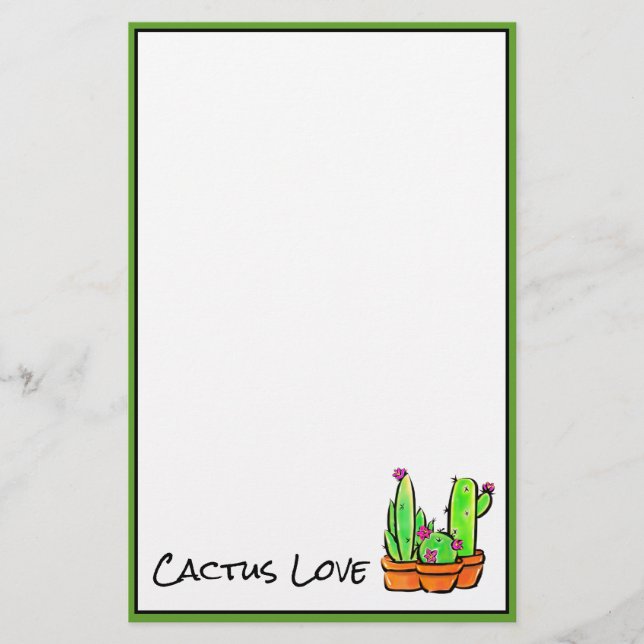 Niedlich Cactus cacti succulents pink wüste Blume Briefpapier (Vorderseite)