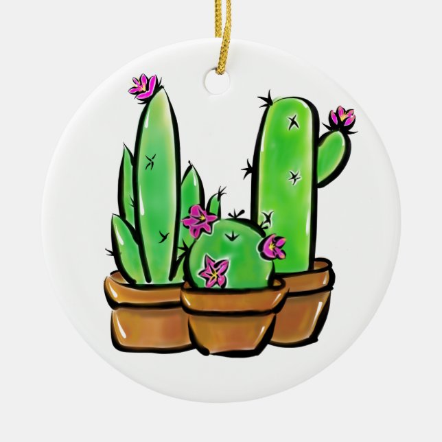 Niedlich Cactus cacti succuli Keramik Ornament (Vorne)
