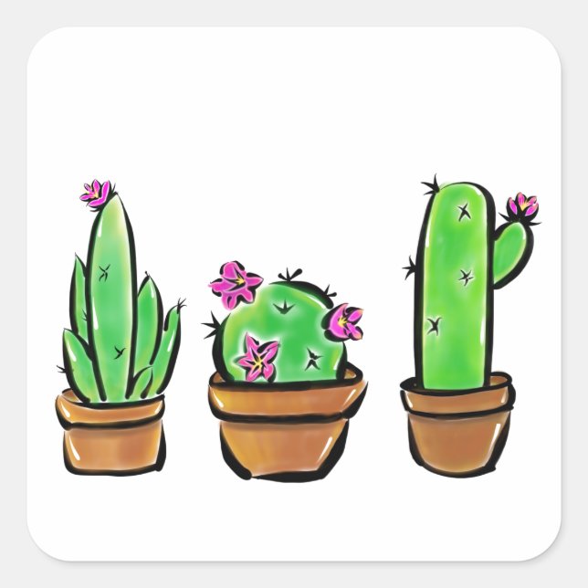 Niedlich Cactus cacti succuli Quadratischer Aufkleber (Vorderseite)
