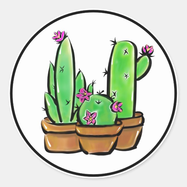 Niedlich Cactus cacti succuli Runder Aufkleber (Vorderseite)