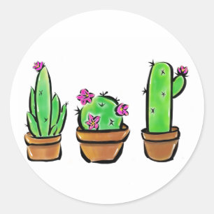 Niedlich Cactus cacti succuli Runder Aufkleber