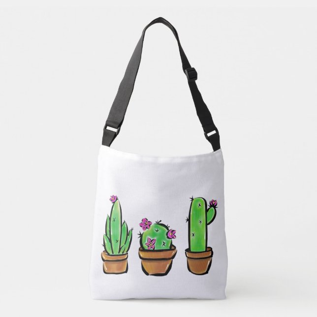 Niedlich Cactus cacti succuli Tragetaschen Mit Langen Trägern (Vorderseite)